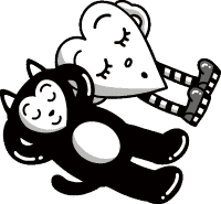 ハートのキャラクターと猫